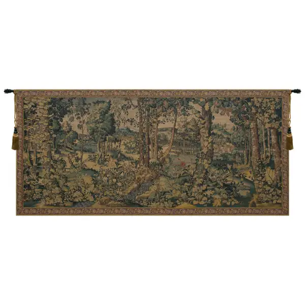 Royal Hunting Woods Belgian Tapestry Wall Hanging - 88 in. x 41 in. Cotton/Viscose/Polyester by Michiel Coxcie