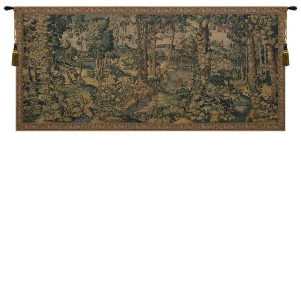 Royal Hunting Woods Belgian Tapestry Wall Hanging - 88 in. x 41 in. Cotton/Viscose/Polyester by Michiel Coxcie