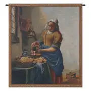 Servant Girl Belgian Tapestry Wall Hanging - 21 in. x 25 in. Cotton/Viscose/Polyester by Johannes Vermeer