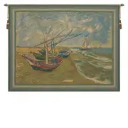 Van Goghs Fishing Boats Belgian Wall Tapestry