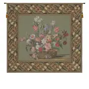 Flower Basket Green Belgian Wall Tapestry