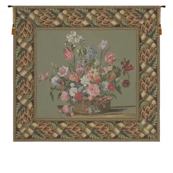 Flower Basket Green European Tapestry