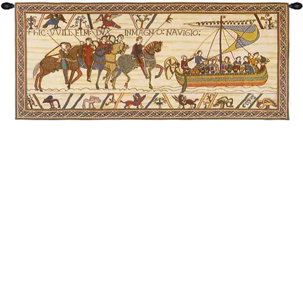 William Embarks With Border French Wall Tapestry - 55 in. x 25 in. Cotton/Viscose/Polyester by Charlotte Home Furnishings