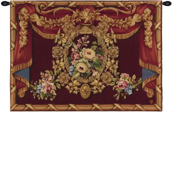 Medaillon Floral Bordure French Wall Tapestry - 58 in. x 43 in. Wool/Cotton by Charlotte Home Furnishings