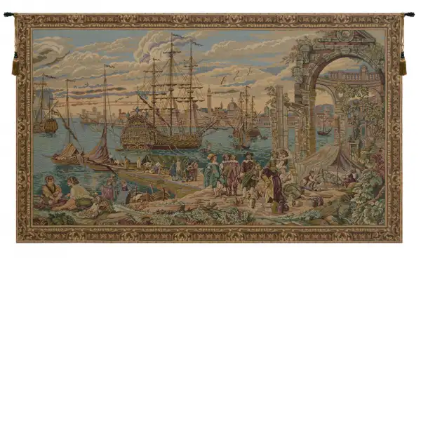 The Harbour Italian Tapestry - 44 in. x 24 in. Cotton/Viscose/Polyester by Francesco Guardi