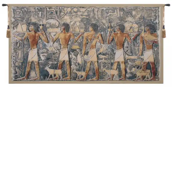 Saqqarah Blue Part 2 Belgian Tapestry Wall Hanging - 54 in. x 28 in. Cotton/Treveria/Wool by Charlotte Home Furnishings