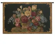 Flower Basket Black II Italian Wall Tapestry