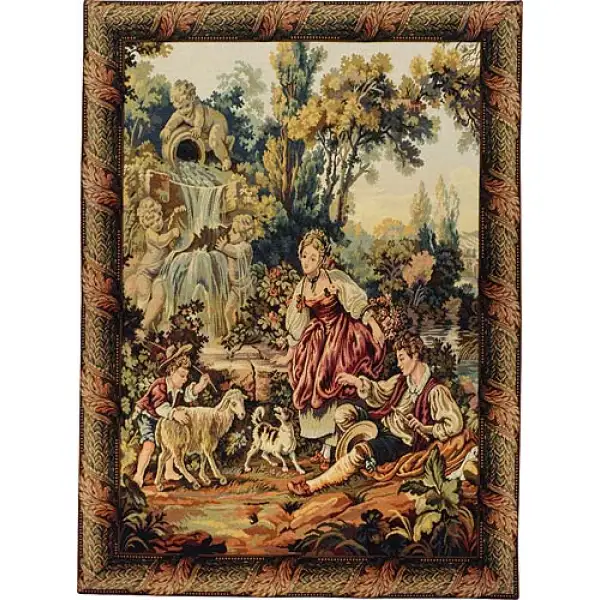 Fountain by the Lake 02 Vertical Italian Wall Tapestry