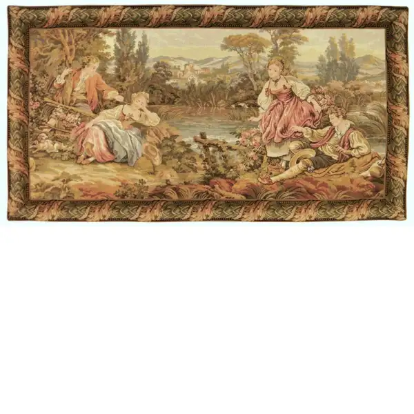 Lakeside Rendezvous Italian Wall Tapestry - 68 in. x 48 in. Cotton/Viscose/Polyester by Francois Boucher