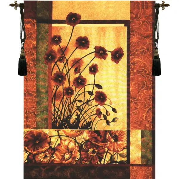 Contemporary Poppy Wall Tapestry - 33 in. x 54 in. Cotton/Viscose/Polyester by Charlotte Home Furnishings