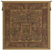 Crest And Fleur Belgian Tapestry - 52 in. x 52 in. SoftCottonChenille by Charlotte Home Furnishings