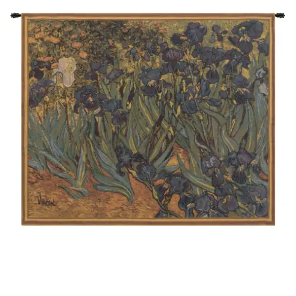 Iris Belgian Tapestry Wall Hanging - 32 in. x 27 in. Cotton by Vincent Van Gogh