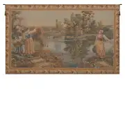 Edge of the River Au Bord de la Riviere French Tapestry Wall Hanging