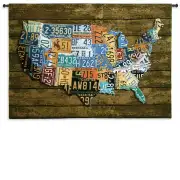 USA Tags on Wood Americana