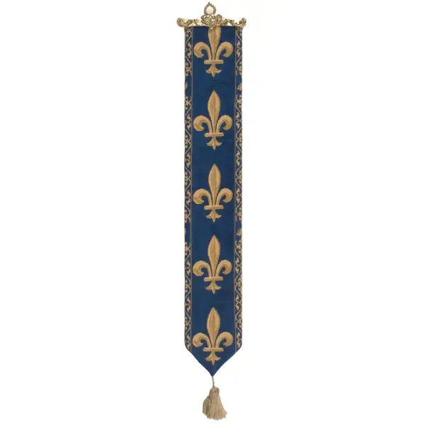 Fleur de Lys Blue I European Bell Pull