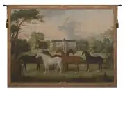 Five English Horses French Wall Tapestry - 58 in. x 42 in. Wool/cotton/others by Friedrich Wilhelm Keyl