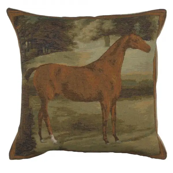 Alezan Horse Cushion - 19 in. x 19 in. Cotton/Viscose/Polyester by Charlotte Home Furnishings
