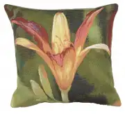 Fleur Orange Fond Decorative Tapestry Pillow