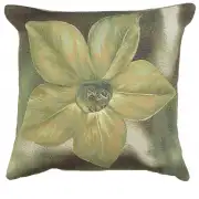 Green Star Flower French Tapestry Cushion