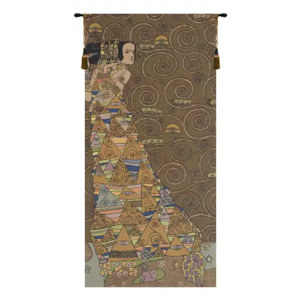 L'Attente Klimt A Gauche Fonce French Wall Tapestry - 18 in. x 38 in. Cotton/Viscose/Polyester by Gustav Klimt