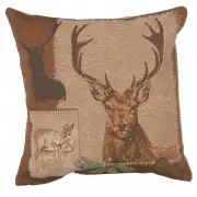 Deer Doe And Stag Cushion - 19 in. x 19 in. Cotton by Charlotte Home Furnishings