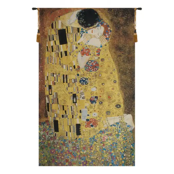 The Kiss Flanders Belgian Tapestry Wall Hanging - 26 in. x 45 in. Cotton/Viscose/Polyester by Gustav Klimt