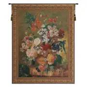 Terracotta Floral Bouquet Bright Belgian Tapestry Wall Hanging - 50 in. x 64 in. Cotton/Viscose/Polyester by Jan Van Huysum