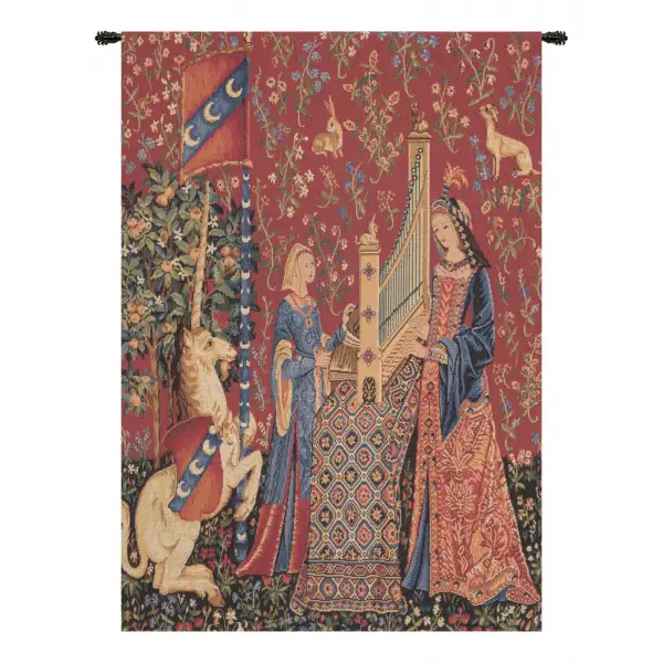 The Hearing L'ouie Belgian Tapestry Wall Hanging - 18 in. x 25 in. cottonampViscose by Charlotte Home Furnishings