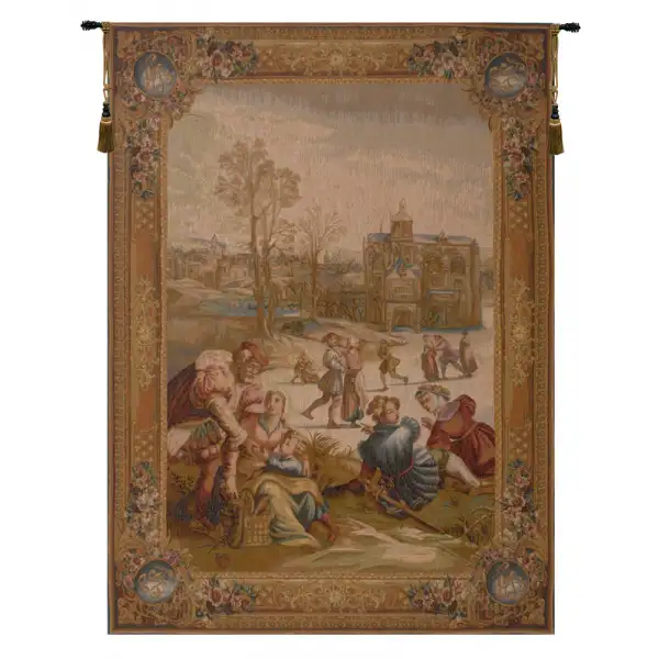 Les Patineurs French Wall Tapestry - 44 in. x 58 in. Wool/cotton/others by Charlotte Home Furnishings