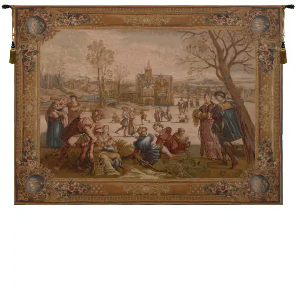 Les Patineurs I French Wall Tapestry - 58 in. x 44 in. Wool/cotton/others by Charlotte Home Furnishings