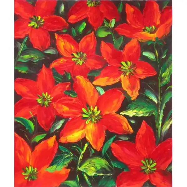 Red Petals of Joy Canvas Oil Painting