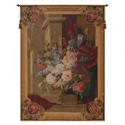 Bouquet Et Architecture Vertical French Tapestry Wall Hanging