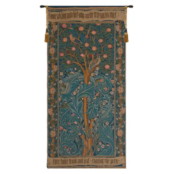 Woodpecker with Verse French Wall Tapestry