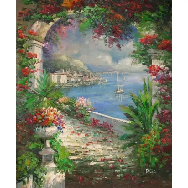 Garden Archway Canvas Oil Painting - Charlotte Home Furnishings Inc