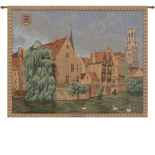 Brugges Riverside French Wall Tapestry - 28 in. x 21 in. Cotton/Viscose/Polyester by Charlotte Home Furnishings