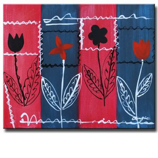 Quilted Flowers Canvas Art