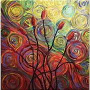 Psychedelic Tulips Canvas Wall Art