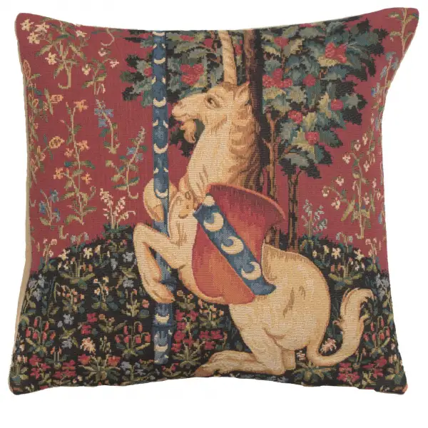 Unicorn Sitting Belgian Cushion Cover - 18 in. x 18 in. Cotton by Charlotte Home Furnishings