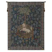 Licorne Captive Blue French Wall Tapestry - 34 in. x 44 in. Wool/cotton/others by Charlotte Home Furnishings