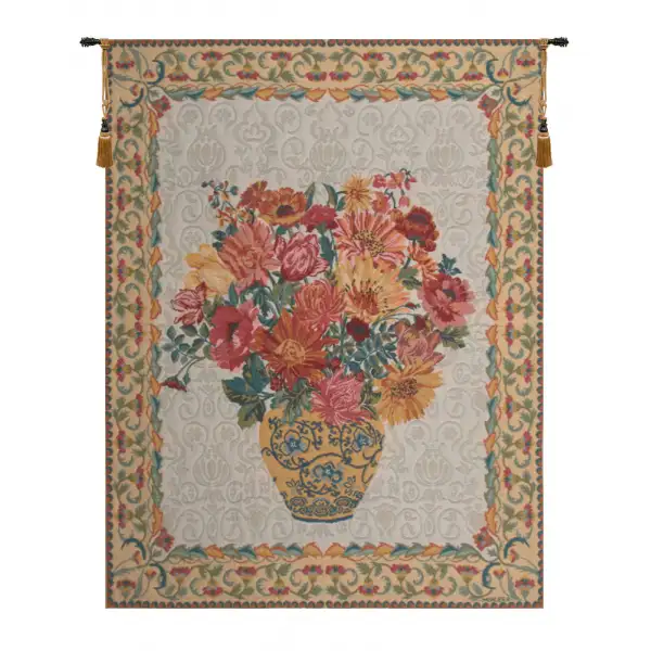Chinoiseries I Belgian Tapestry Wall Hanging - 50 in. x 66 in. Wool/cotton/others by Anne Merlier