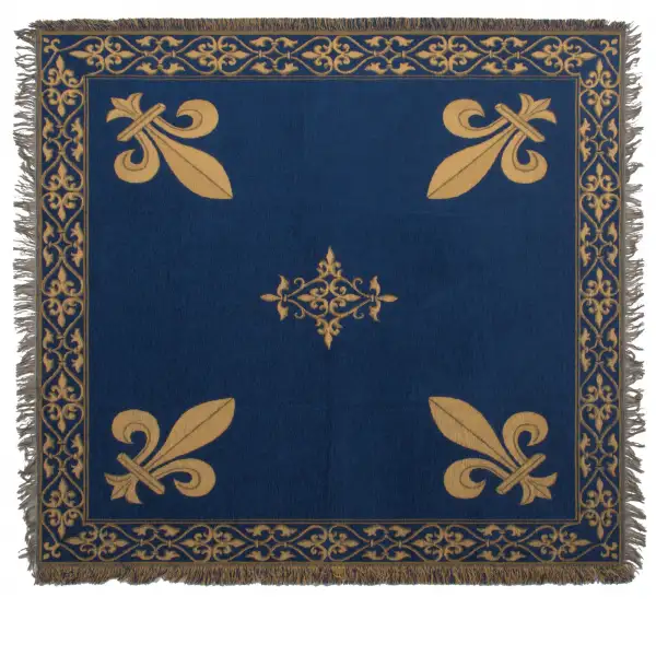 Fleur De Lys Blue Belgian Throw - 58 in. x 58 in. Cotton by Charlotte Home Furnishings