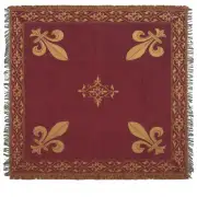 Fleur De Lys Red Belgian Throw - 58 in. x 58 in. Cotton by Charlotte Home Furnishings