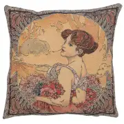 C Charlotte Home Furnishings Inc Mucha Summer II Old Style European Cushion Cover - 18 in. x 18 in. Cotton by Alphonse Mucha