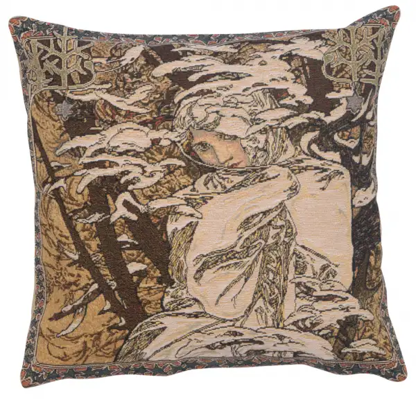 C Charlotte Home Furnishings Inc Mucha Winter I European Cushion Cover - 18 in. x 18 in. by Alphonse Mucha