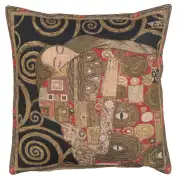 The Accomplissement Black Belgian Cushion Cover - 18 in. x 18 in. Cotton by Gustav Klimt