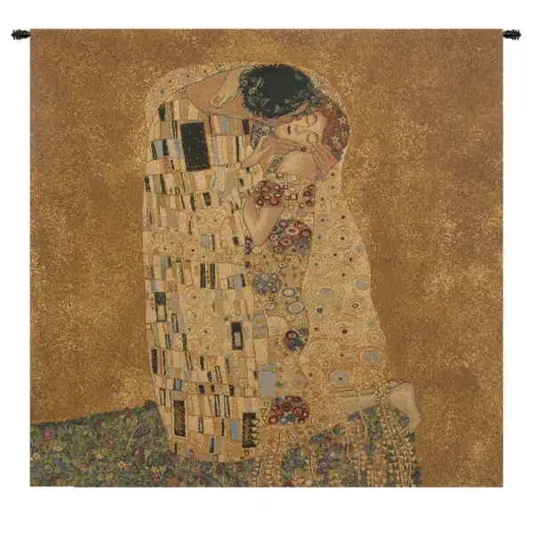 The Kiss By Klimt I Italian Tapestry - 25 in. x 25 in. Cotton/Viscose/Polyester by Gustav Klimt