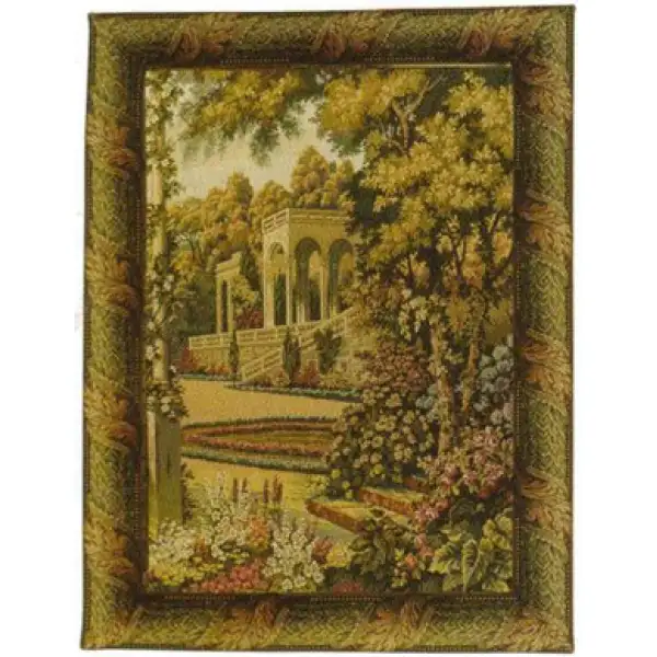 Temple In Lake Como Gardens Italian Wall Tapestry - 30 in. x 34 in. Cotton/Viscose/Polyester by Charlotte Home Furnishings