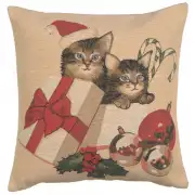 Christmas Kitties Belgian Cushion Cover - 18 in. x 18 in. Cotton by Charlotte Home Furnishings