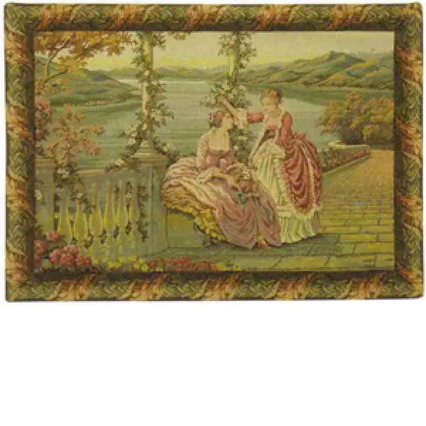 Ladies at Lake Como Lake  Italian Tapestry