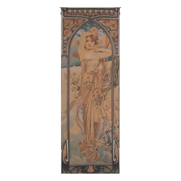 Mucha Jour Belgian Tapestry Wall Hanging - 27 in. x 74 in. Cotton/Viscose/Polyester by Alphonse Mucha